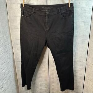 Soft Surroundings Black High Rise Slim Jeans raw hem grunge Garth plus size‎